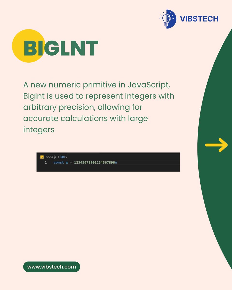 vibstech_in's tweet image. 💻 Unlock the Power of Modern JavaScript Concepts! 🚀
Are you leveraging the latest features in JavaScript? From handling deep object properties with Optional Chaining (?.) to working with large integers using BigInt
#JavaScript #ModernJavaScript #CodingTips #WebDevelopment