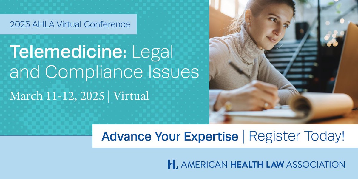 Join health law leaders at the 2025 Telemedicine: Legal and Compliance Issues Conference March 11-12. Navigate the future of virtual care delivery with expert guidance. americanhealthlaw.org/telemedicine

#HealthLaw #Telehealth