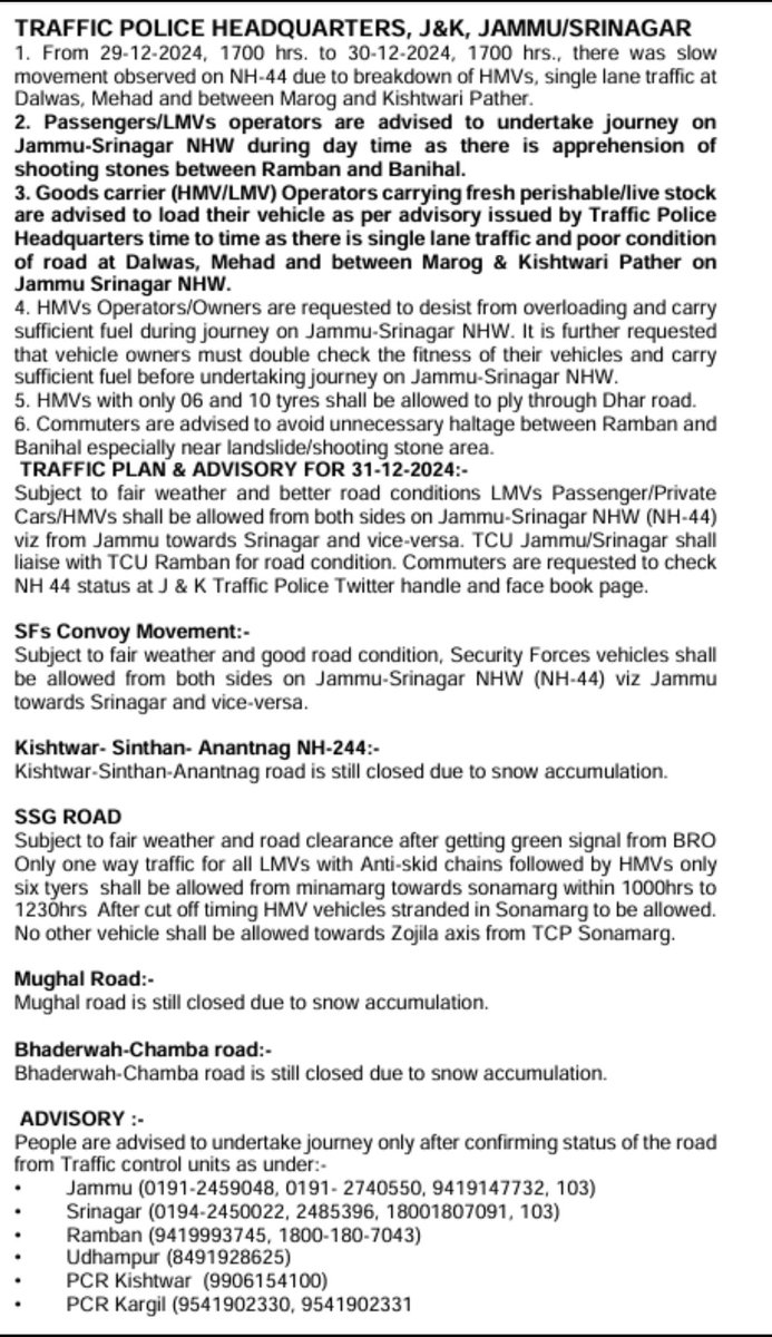 manojkaul1's tweet photo. Traffic plan for 31.12.2024
#WinterAhead #Kashmir #StarAcademyLeLive #riyadh https://t.co/hon4Gk1CPn