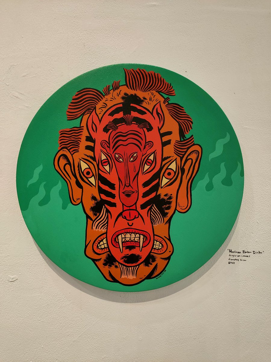 Salah satu karya untuk pameran tunggal kemarin dari sampul Lelaki Harimau yang aku kerjakan. Btw ada yang masih nyari buku ini? Kalau mau beli silakan dm aja,nanti aku kasih corat-coret 🥳