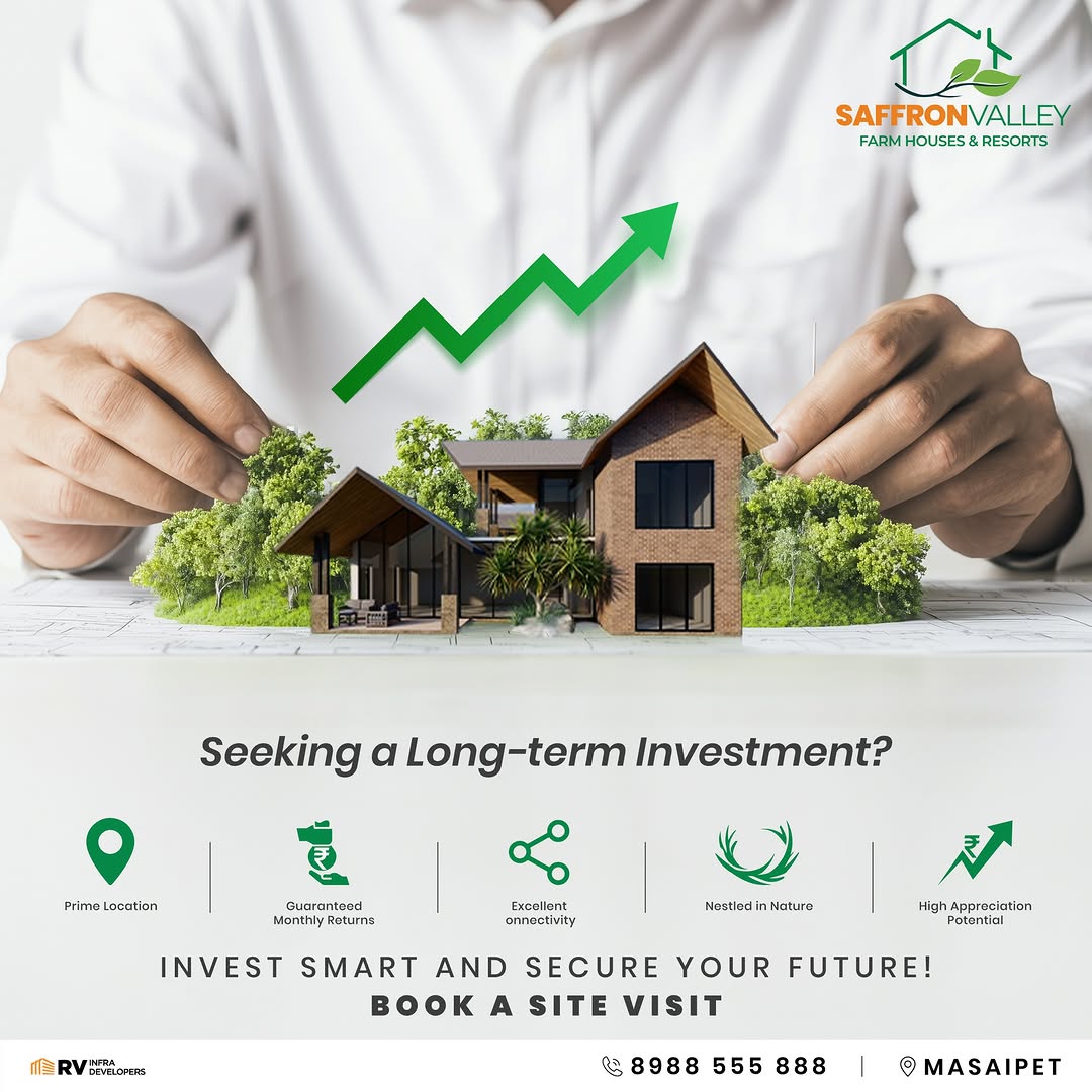 SaffronResorts's tweet photo. Looking for a long-term investment? Discover a prime location offering guaranteed monthly returns, Book a site visit today and take the first step towards a prosperous tomorrow!#LongTermInvestment #PrimeLocation #MonthlyReturns  #NatureNestled #HighAppreciation https://t.co/CFmToqQ3VW