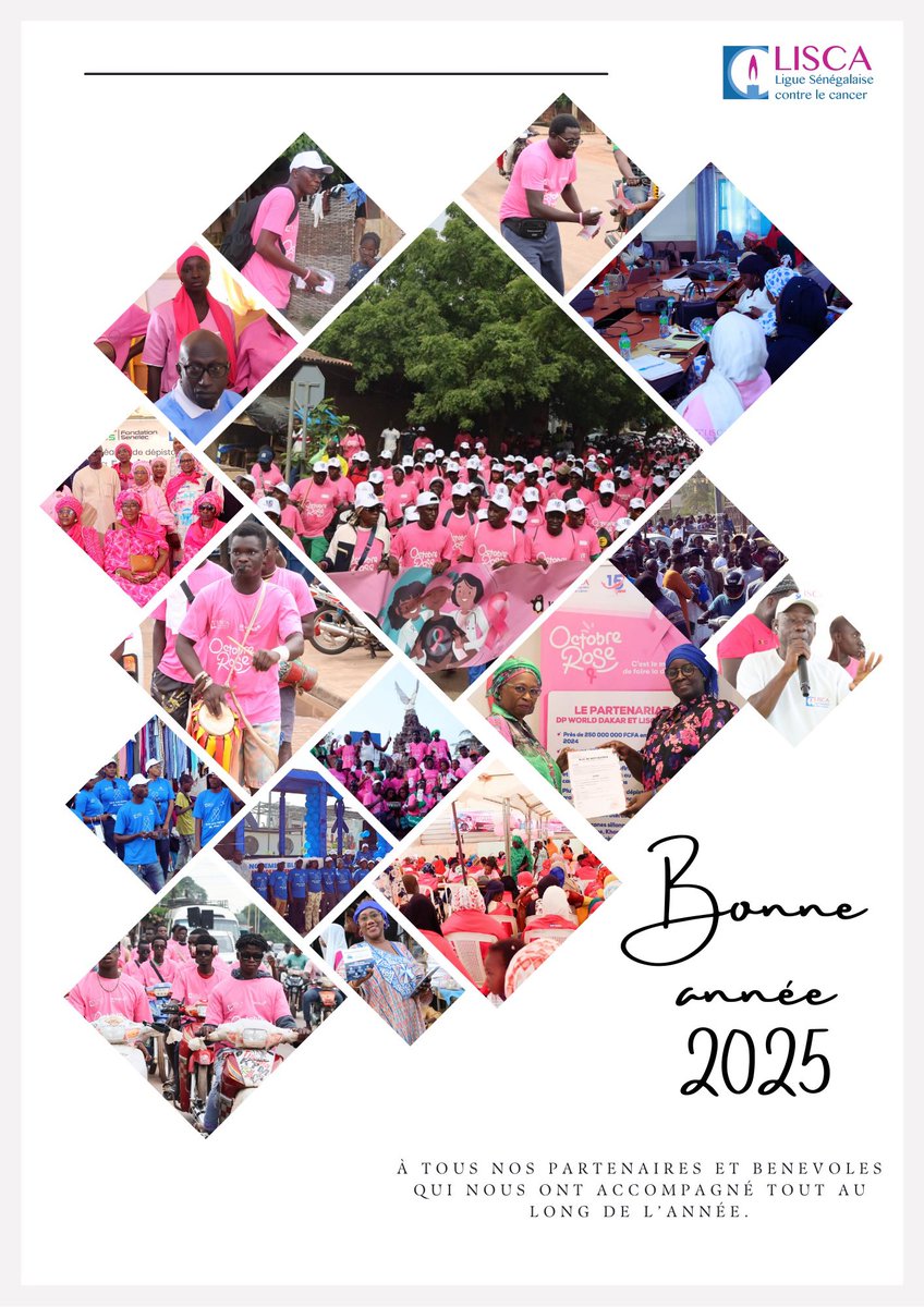 lisca_sn's tweet photo. ✨ Bonne année 2025 ! ✨
Merci à tous nos partenaires et bénévoles pour leur soutien en 2024. Ensemble, nous avons sensibilisé, accompagné et progressé contre le cancer. Continuons cette noble mission pour un avenir d’espoir et de solidarité.

#LISCA #Uicc
#LutteContreLeCancer https://t.co/V3CGRdk24H