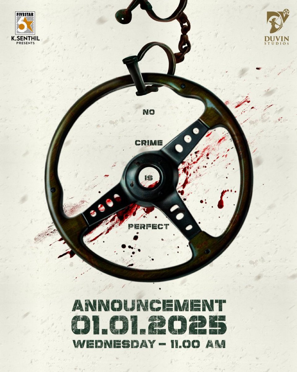 Karthikravivarm's tweet photo. All you thriller fans , get ready for the #ThrillerArt from #DuvinStudios’ ProductionNo1 to be presented by the renowned Five Star #KSenthil

An eye grabbing announcement on Jan 01-01-2025, Wednesday at 11.00 AM https://t.co/1M62bZjLmq