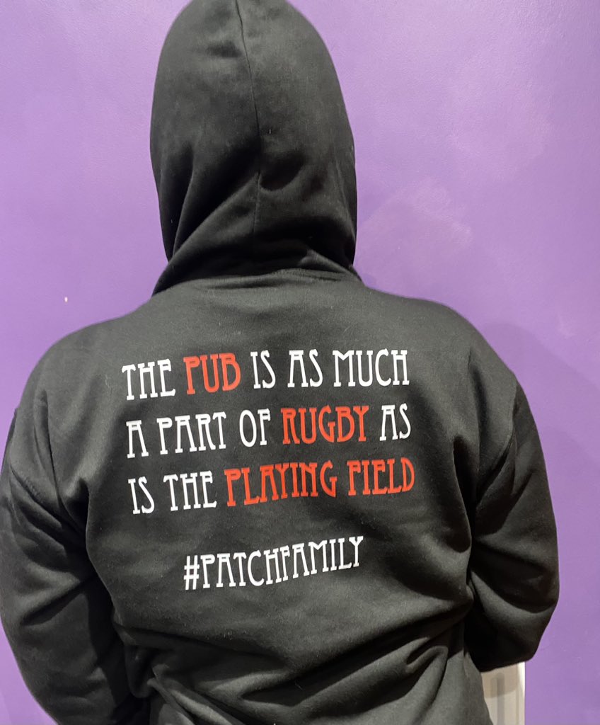 1stclasshostie's tweet photo. Absolutely over the moon with my cosy hoodie from @CabbagePatchPub The most famous Rugby Pub in the World! #PATCHFAMILY Hubby even had to try it on! 😜😜 Thanks so much I shall be after more super goodies! https://t.co/tivSd9zXKj https://t.co/4qkZBgh0sa