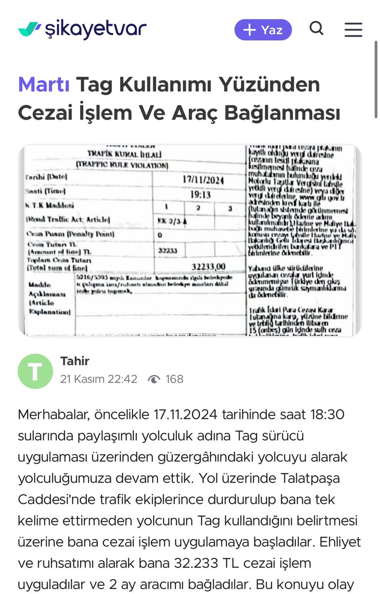 Son dakika
Korsan 🏴‍☠️ MartıTag <a href="/martiteknoloji/">martı</a> 
sürücülerini uyarıyorum
Yalancı <a href="/OguzAlperOktem/">Oğuz Alper Öktem</a> yalanlarına inanmayın 
Yeniden değerleme oranına göre MartıTag korsan taşımanın ilk cezası 60 gün araç bağlama ve 32.233 TL den  46393 TL ye çıktı 

Tekrarında yani ikinci yakalanmada