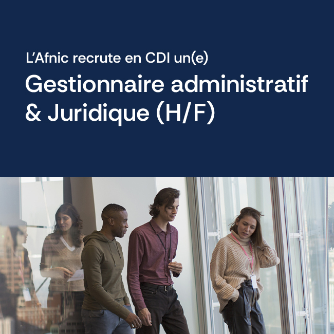 AFNIC's tweet photo. L'Afnic recrute un(e) gestionnaire administratif &amp; Juridique (H/F) en #CDI, rejoignez nos équipes en postulant sur https://t.co/PXRVvrgaKR

#Afnic #Syreli #offre #Job #Emploi #Recrutement https://t.co/S2GowUKmvf