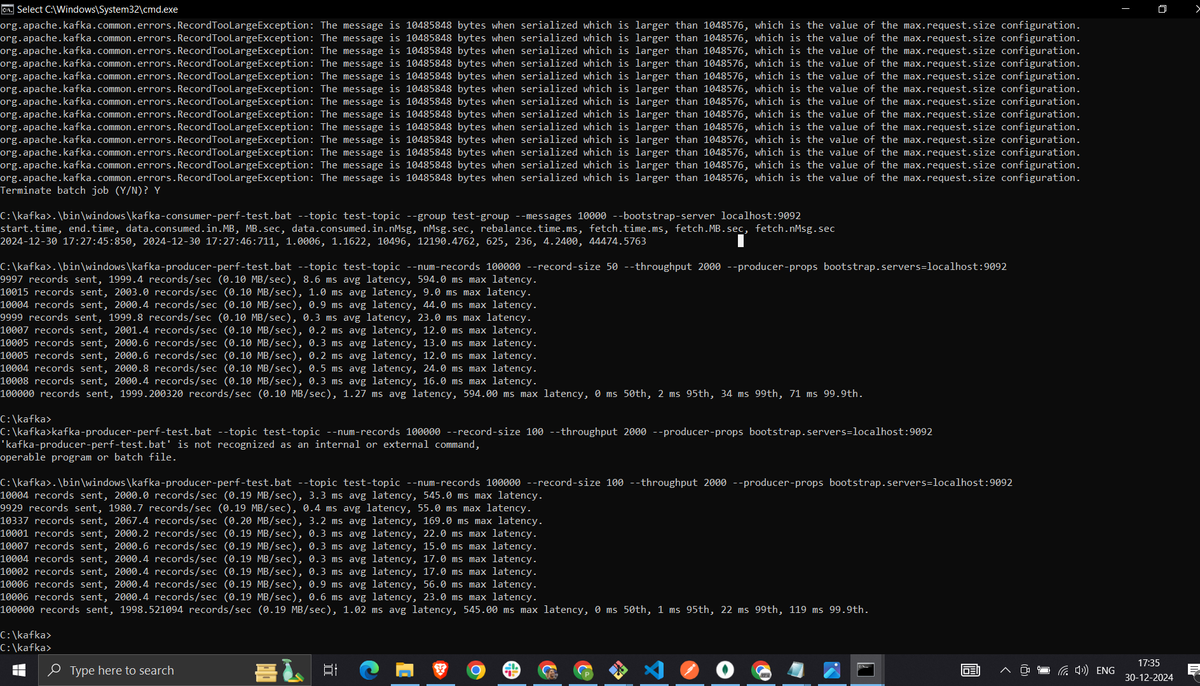 prathakpr_'s tweet photo. @RonnyBruknapp I tested with the default 9092 broker and different configs after address conflicts with other brokers. Shared some SS, but didn’t notice much diff. Changing threads showed a 4ms avg latency diff. I’ll try partitioning and explore more settings for better results soon. https://t.co/espsgr1L4D