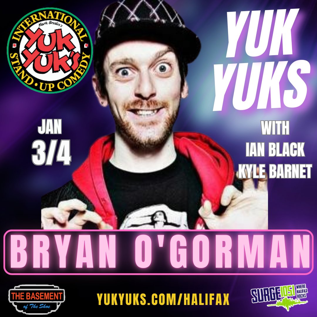 HalifaxYukYuks's tweet photo. This weekend! Kicking off 2025 with @BryanOJokes at @yukyuks in The Basement of the @EconomyShoeShop! Featuring @Kyle_Barnet_The and hosted by @blackeyecomedy!

https://t.co/9Fyi6MGXNO for tix! https://t.co/Rz097THIa2