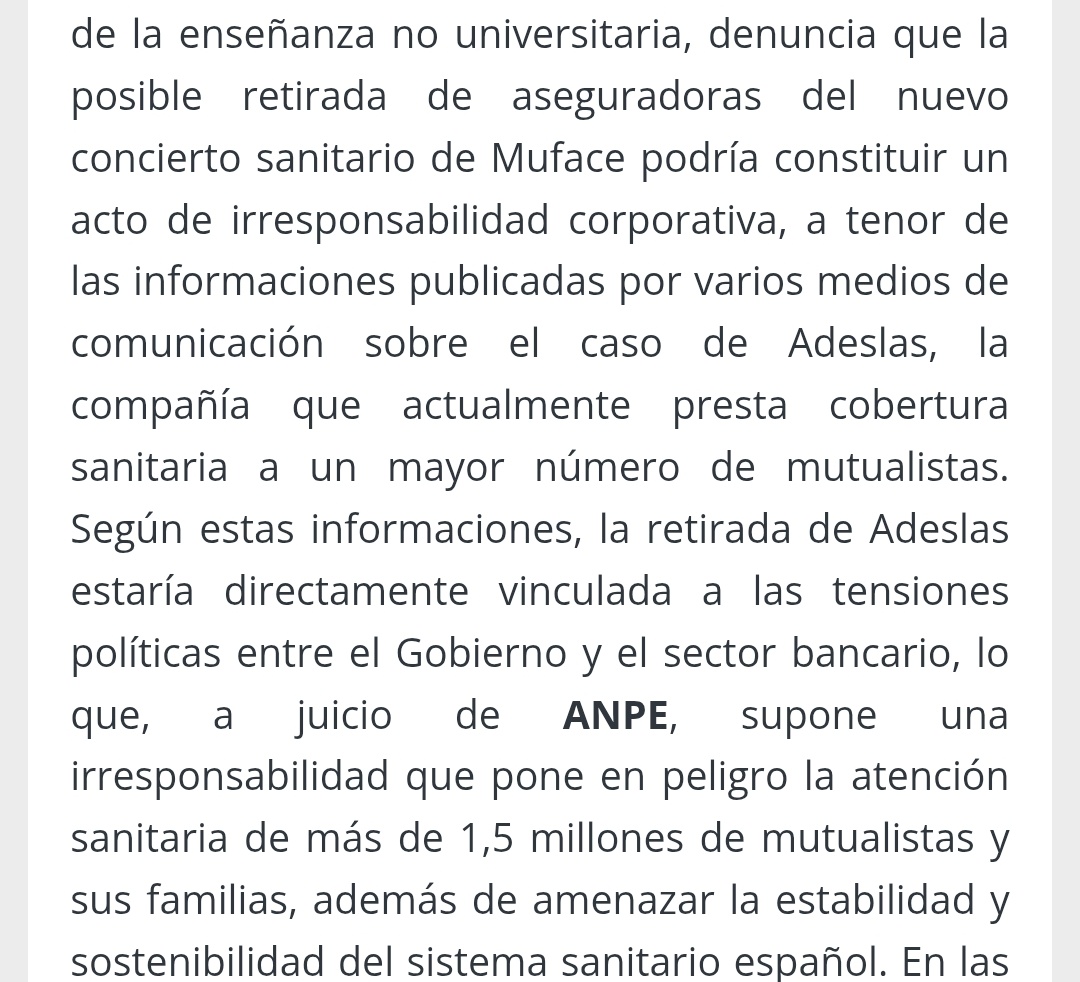rmonclus's tweet photo. Como intuía, no es cierto que las aseguradoras se retiren porque Muface les cause pérdidas. Se retiran como chantaje de sus matrices, que son bancos, contra el impuesto a la banca.

Con chantajistas no se negocia. https://t.co/70IarlGhQv