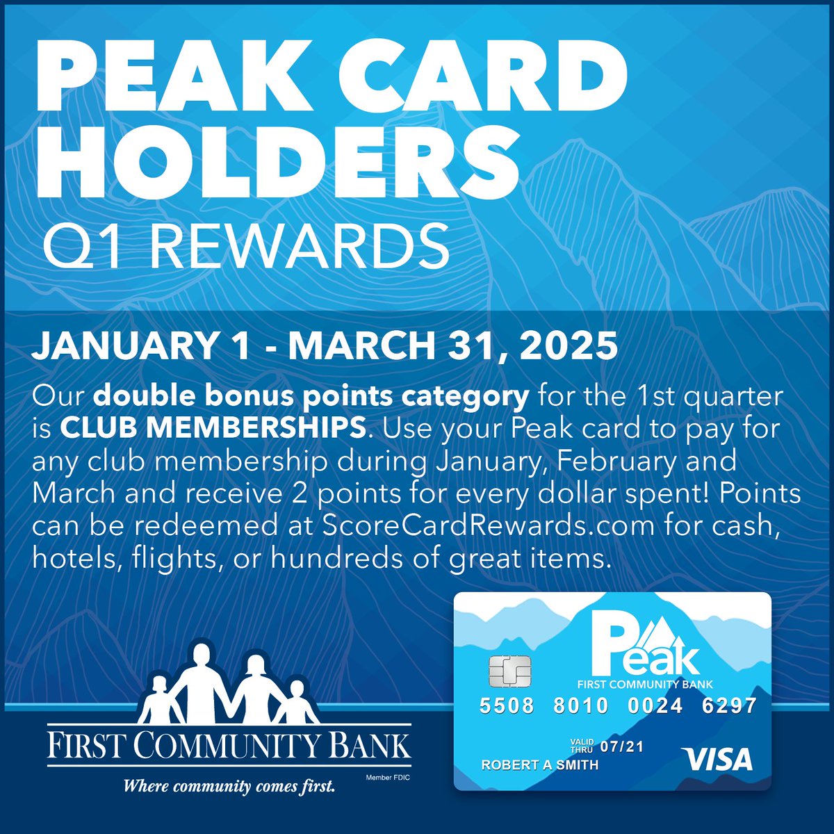 Need another reason to renew that gym membership for the new year? We've got you! 💪 Earn double points when you use your Peak card to pay for club memberships in January, February, and March. 

For more information on our credit card suite, click here: brev.is/hc0ku