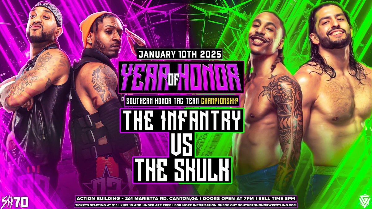 SHonorWrestling's tweet photo. They’re a staple in Georgia and have held championships all over the country! They have fought some of the best in the business and now, The Skulk are answering The Infantry’s Open Challenge for the SHW Tag Team Titles! DO NOT MISS #SHW70 #YearOfHonor next Friday, January 10th! https://t.co/7tAg717cZI