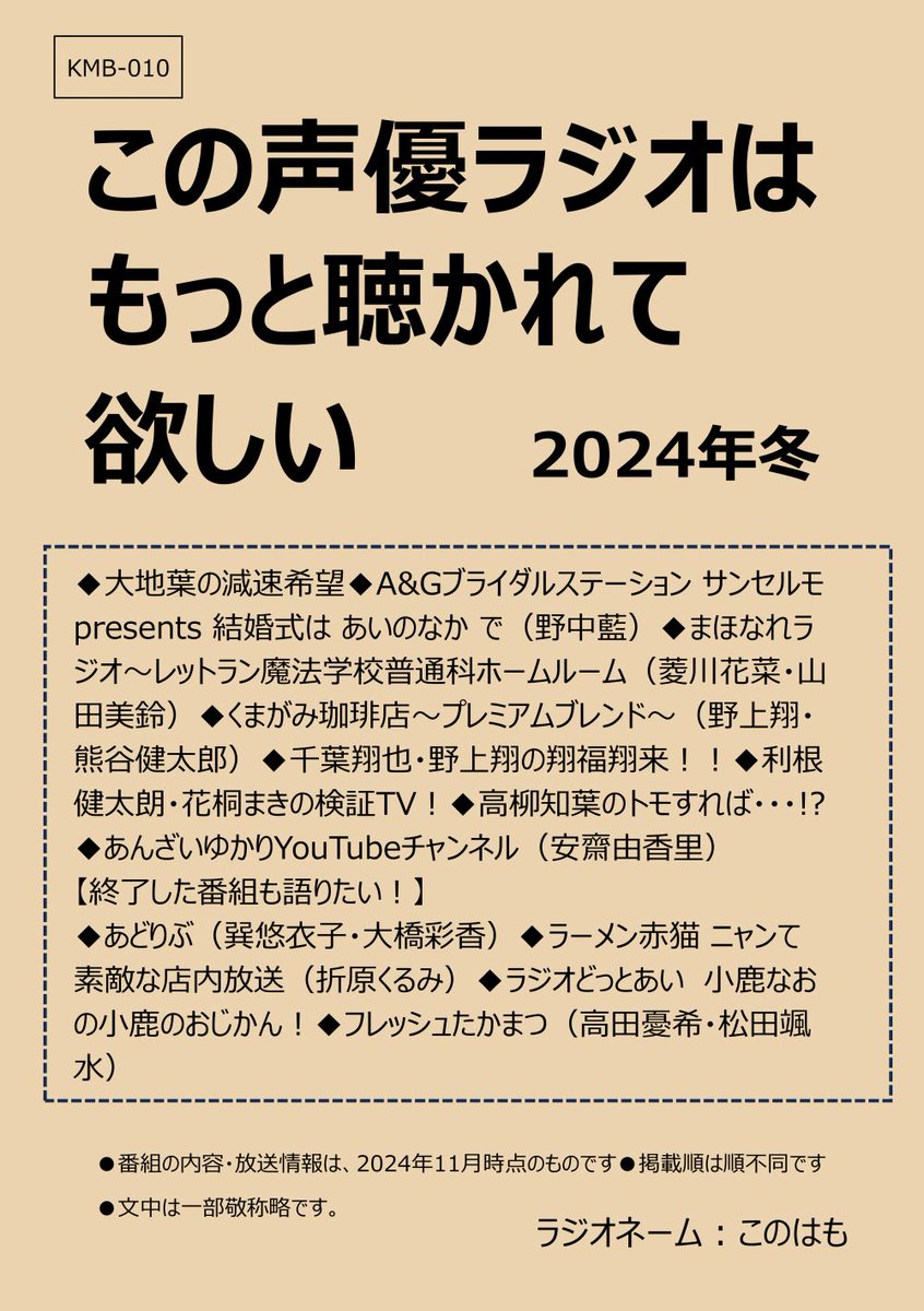 konohamoero's tweet photo. #コミックマーケット105 で頒布した『この声優ラジオはもっと聴かれて欲しい 2024年冬』、『声優オタクが、「推し活」で しんどくならない方法を 考えました。』の通販を開始しました。 紙の本とPDF版と両方あります。 BOOTH https://t.co/3geGsblckf #C105 #コミケ https://t.co/j8Iah9g60u