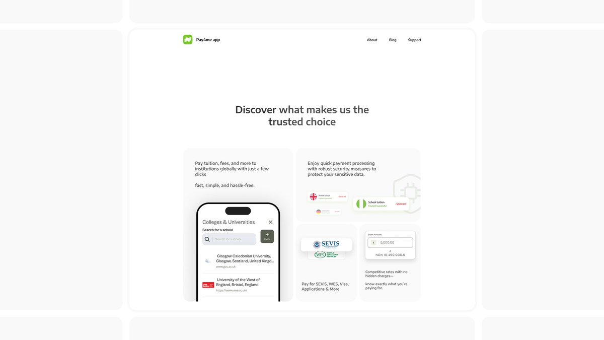 SOOFTOLA's tweet photo. @SundayPaulAdah @Pay4meapp Here's my submission for this challenge- @SundayPaulAdah
 
Coming up with something unique and simplified within a short period was really challenging 👌.

Design link - https://t.co/rZ3ER4vjbf

Works for both desktop and mobile ✨️🍃... there's also for  large screens 😊. https://t.co/OhojVS3lpW