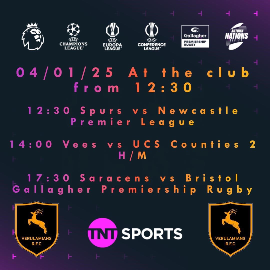 Plenty of action down at the club this weekend!

🕣 12:30pm Spurs vs Newcastle

🕣14:00pm 1st XV vs <a href="/UCSOBRFC/">UCS RFC</a> 

🕣17:30pm Saracens vs Bristol

#UpTheVees 🔵🟡
#Oneclub
#playtogetherstaytogether
#rugby
