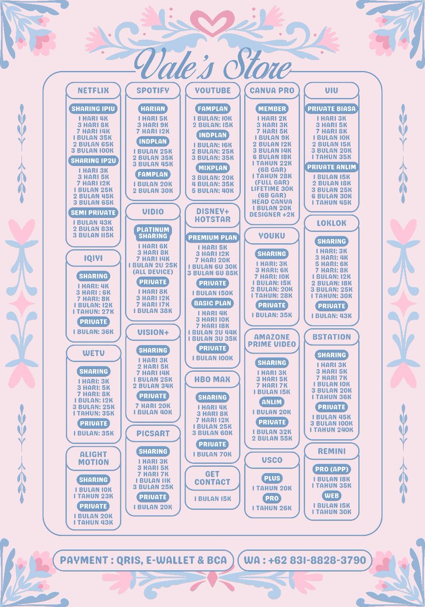 agdmits's tweet image. haii aku jual app premium yuu wa aja 
𐙚 ☎️ wa.me/6283188283790
𐙚 @.sariawam @.eleminare @.xaaqu🍣
𐙚 testi: t.me/testivale14

#zonauang