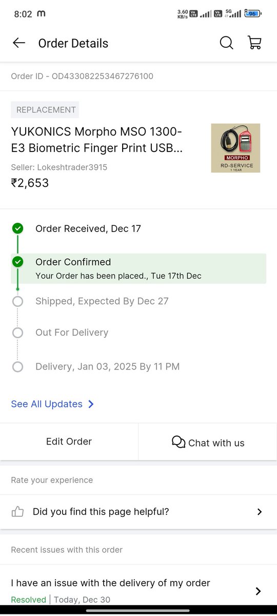 sonu221712's tweet photo. MAINE FLIPKART SE 12/12/2024 KO MARFO DEVICE ORDER KIYA JAB MUJHE PACKET RECEIVED HUA TO USME KUCHH AUR ITEM NIKLA AUR PHIR MAINE COMPLAINT KI TO BOLA KI SIR AAPNA ITEM HUM REPLACE KRA DEGE ITEM PICKUP HUA 22DEC KO SELLER KO MIL GYA APP ME 27dec ko ho jayega but n hua abhi TAK https://t.co/okHaSs7OHs