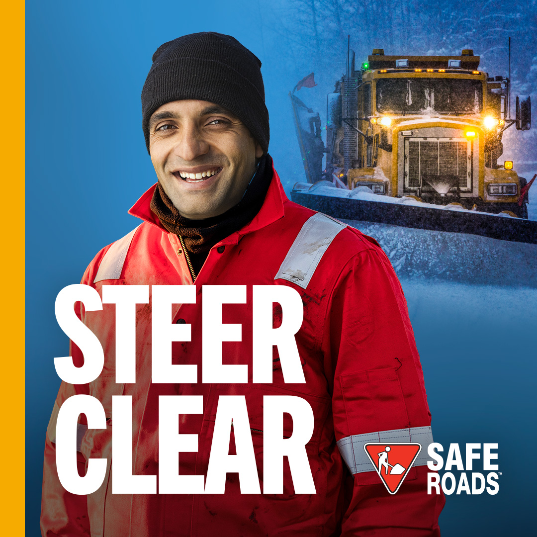 Keep your distance when you see plow operators working. It's safer when you stay back. #SAFERoads #SteerClear