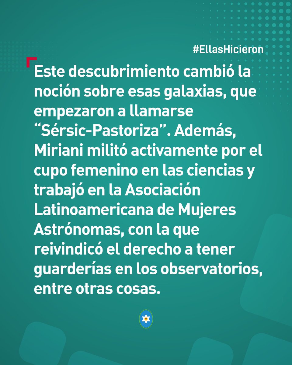 MGDSalta's tweet photo. ¿Sabías que @MirianiPastori2 fue la primera astrónoma argentina y una galaxia lleva su nombre 🪐😍? Te invitamos a conocerla en una nueva edición de #EllasHicieron 🚀✨.
#Salta https://t.co/KHfBsnlcAp