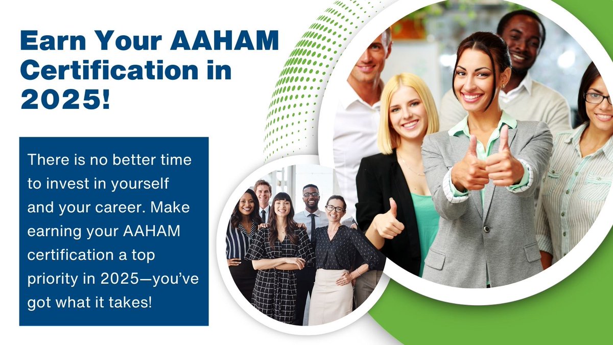Make 2025 the year you achieve your AAHAM certification!

Visit: ow.ly/Oy7n50Ux3PC for more information on certification programs, study materials, and application details.

#AAHAM #Healthcare #admin #healthcareadmin