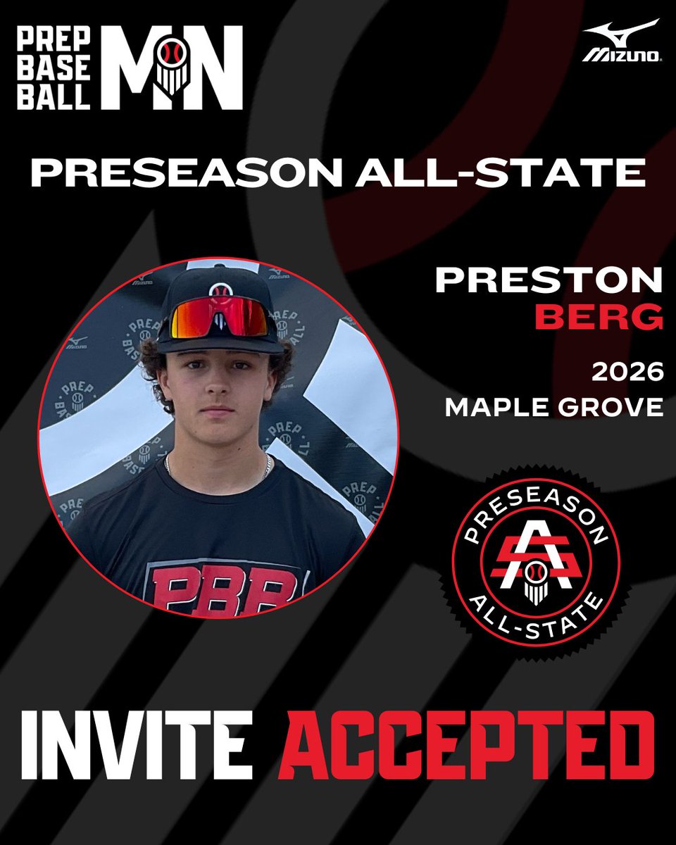 𝟐𝟎𝟐𝟓 𝐏𝐑𝐄𝐒𝐄𝐀𝐒𝐎𝐍 𝐀𝐋𝐋-𝐒𝐓𝐀𝐓𝐄
𝘐𝘯𝘷𝘪𝘵𝘦𝘥 𝘈𝘤𝘤𝘦𝘱𝘵𝘦𝘥 ✅

Preston Berg | <a href="/PrestonBerg08/">Preston Berg</a>
⚾ SS/RHP
🎓 2026
📚 <a href="/BaseballCrimson/">Crimson Baseball</a>

#MNPAS2025
👤 loom.ly/sLVoZaI