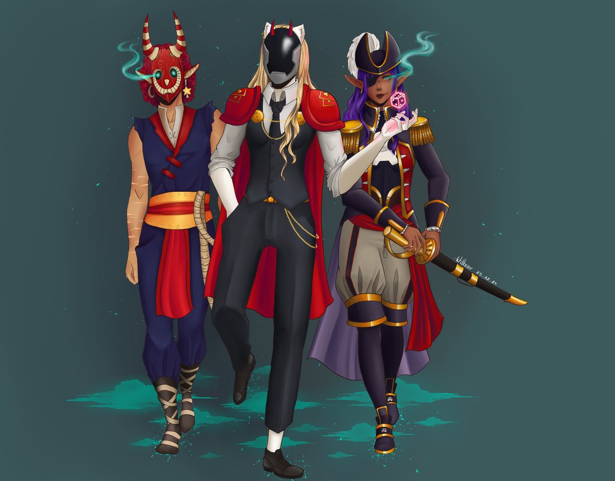 Le dernier dessin de l'année ! (et un de mes seuls dessins numériques de l'année, en fait xD)
Ça m'aura pris 4/5 mois pour le finir, mais le résultat est plutôt chouette ~
Salt, Jaguariann et Senna, mes personnages en jeu #DOFUS 💫