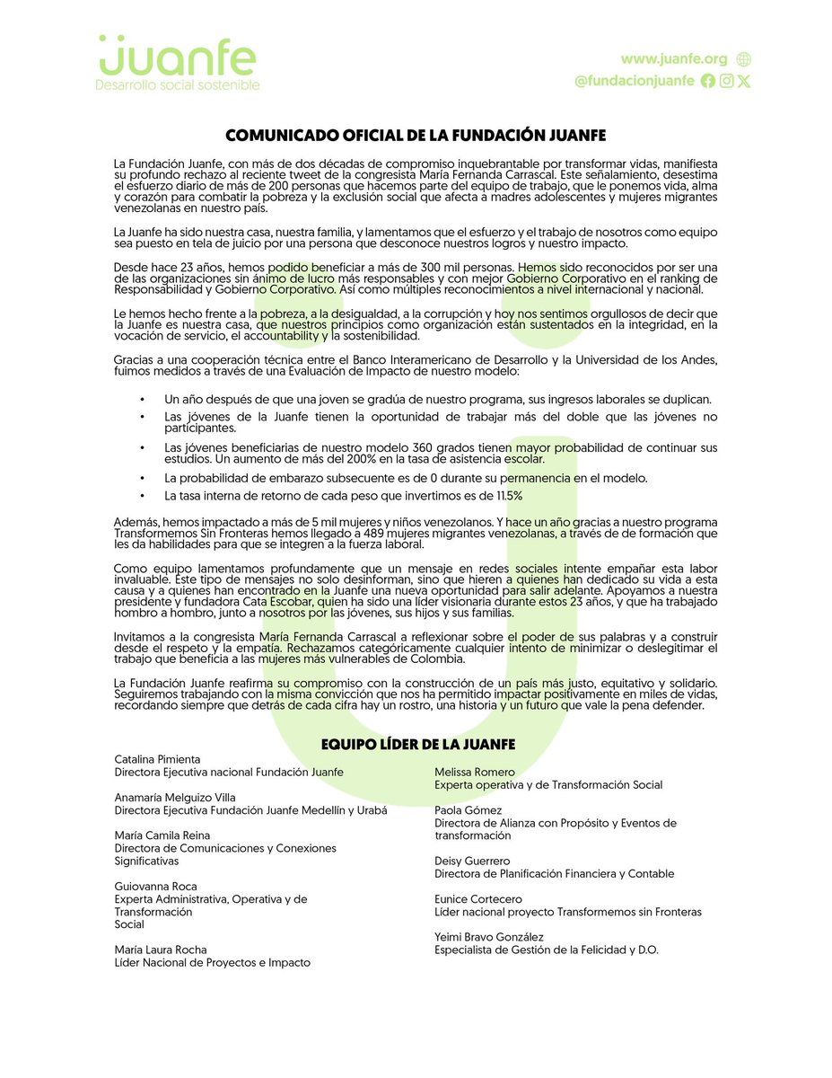 Como equipo nos sentimos orgullosos del trabajo que realizamos con el propósito de seguir construyendo un mejor país.