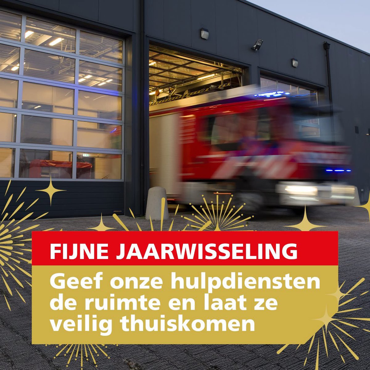 Een veilig en feestelijk nieuwjaar voor iedereen!

Samen zorgen we voor een goede start van het nieuwe jaar. Help ons en andere hulpdiensten door wegen vrij te houden van vreugdevuren en feesttenten. Dit zorgt voor veilige doorgang in geval van nood.