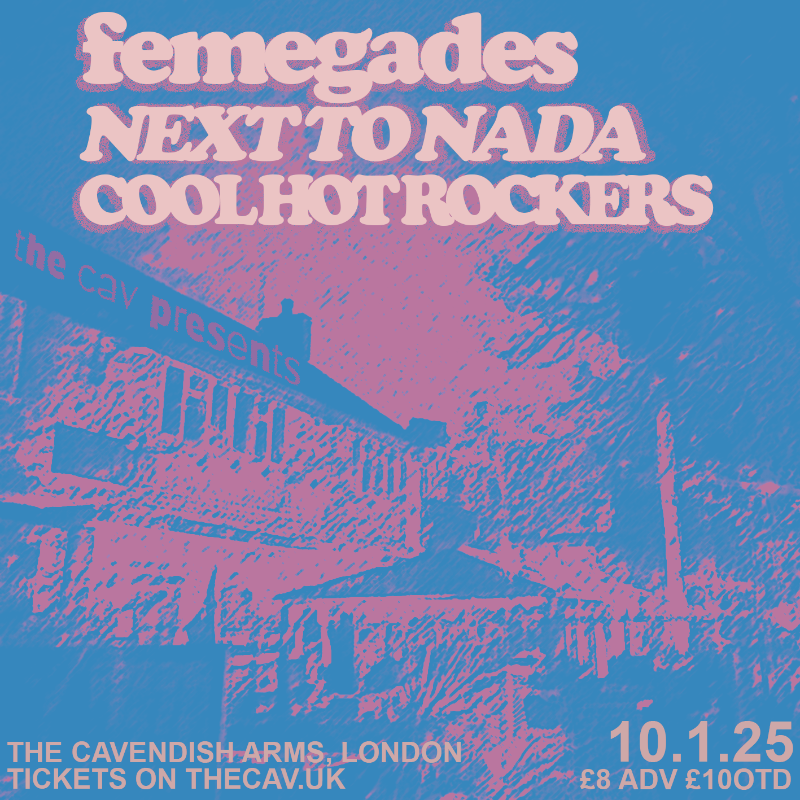 Femegades (@femegades) on Twitter photo Come and join us Fri Jan 10th at <a href="/CavendishArms/">The Cavendish Arms</a> Stockwell 🤘
This one is ticketed, times are tight but if you can, please grab them via eventim-light.com/uk/a/63ea2a0f7… for £8 advance. Or on the door for £10
It's a great venue, and should be an awesome night to kick off the new year 🥳 Come and join us Fri Jan 10th at <a href="/CavendishArms/">The Cavendish Arms</a> Stockwell 🤘
This one is ticketed, times are tight but if you can, please grab them via eventim-light.com/uk/a/63ea2a0f7… for £8 advance. Or on the door for £10
It's a great venue, and should be an awesome night to kick off the new year 🥳