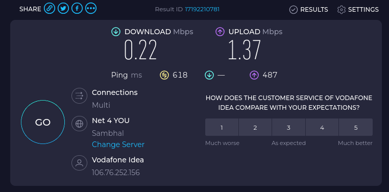 DheerajGir66's tweet image. "Dear @ViCustomerCare, while my friends enjoy blazing 5G with Jio and Airtel, and even BSNL 4G works decently, I'm stuck with 0.022 Mbps download speed on Vi. 
The cherry on top? I'm paying 60% more for this experience.
.
.
.
#ViSpeed #ViNetwork #SlowInternet #ViCustomerCare