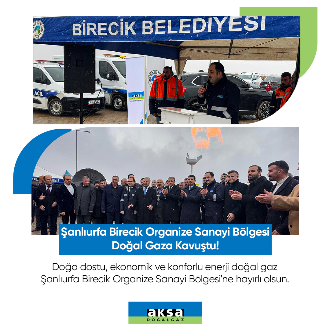 Doğa dostu, ekonomik ve konforlu enerji doğal gaz Şanlıurfa Birecik Organize Sanayi Bölgesi'ne hayırlı olsun. 

#aksadoğalgaz #aksaşanlıurfadoğalgaz