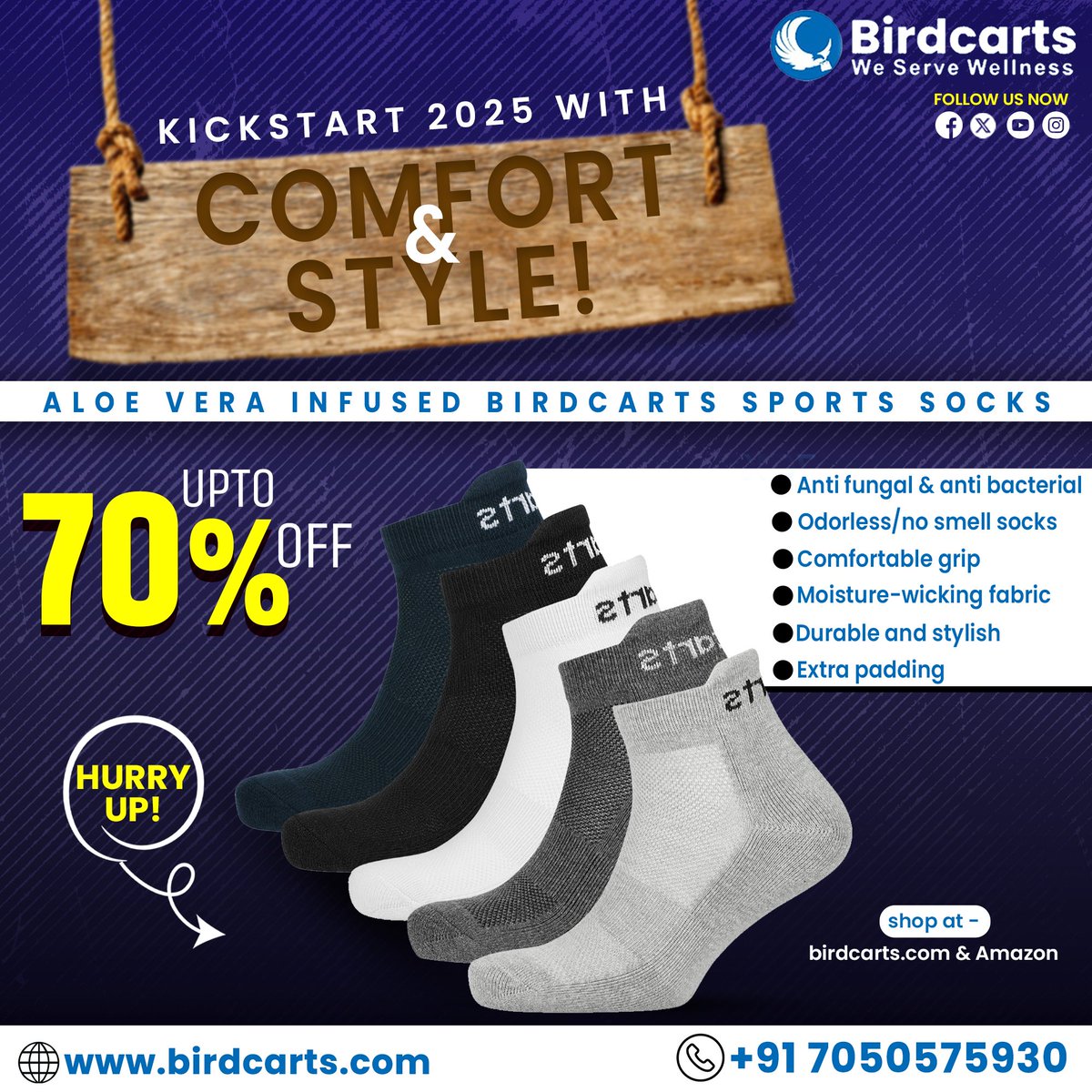 Hareram23478844's tweet photo. Aloe Vera-infused Birdcarts Sports Socks – your ultimate choice for freshness, durability, and a comfortable grip.
Up to 70% OFF – Don’t miss out!
Shop now at https://t.co/cGUtdWAfpv or Amazon.
#Birdcarts #ComfortAndStyle #SportsSocks #AloeVeraInfused #AntiFungalSocks #OdorFree https://t.co/CIBDNheiAd