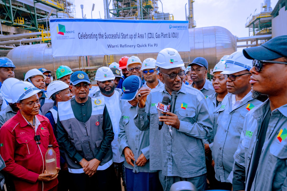 nnpclimited's tweet photo. NNPC Ltd. Delivers on Refinery Revamp Promise: Warri Plant Resumes Operation with 125,000bpd Capacity.

#WRPCIsLive 
#EnergyForToday 
#EnergyForTomorrow https://t.co/WusHF8z5Cm