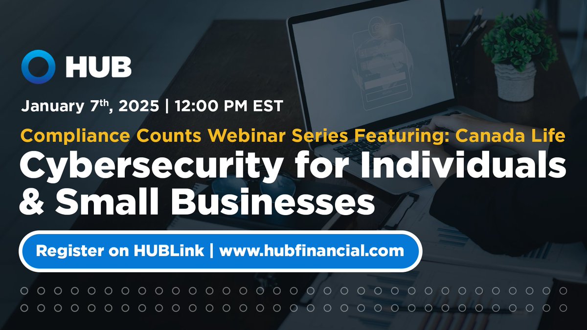 Join us on January 7th for the first Compliance Counts Webinar of 2025! We’ll be exploring strategies and tools businesses can implement to strengthen their security posture, protect against threats, and ensure compliance with industry standards. Register: hubfinancial.com/advisors/event…