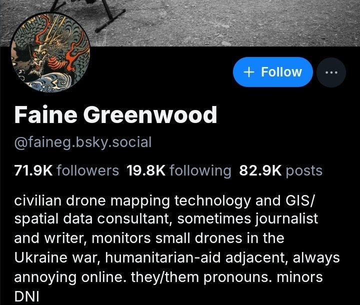 But <a href="/bluesky/">bluesky</a> does delete Palestinians regularly and one of the reasons given is that Palestinians desperately trying to survive genocide follow too many people yet faine greenwood (<a href="/faineg/">Faine Greenwood</a>) has followed almost 20k people unpunished.