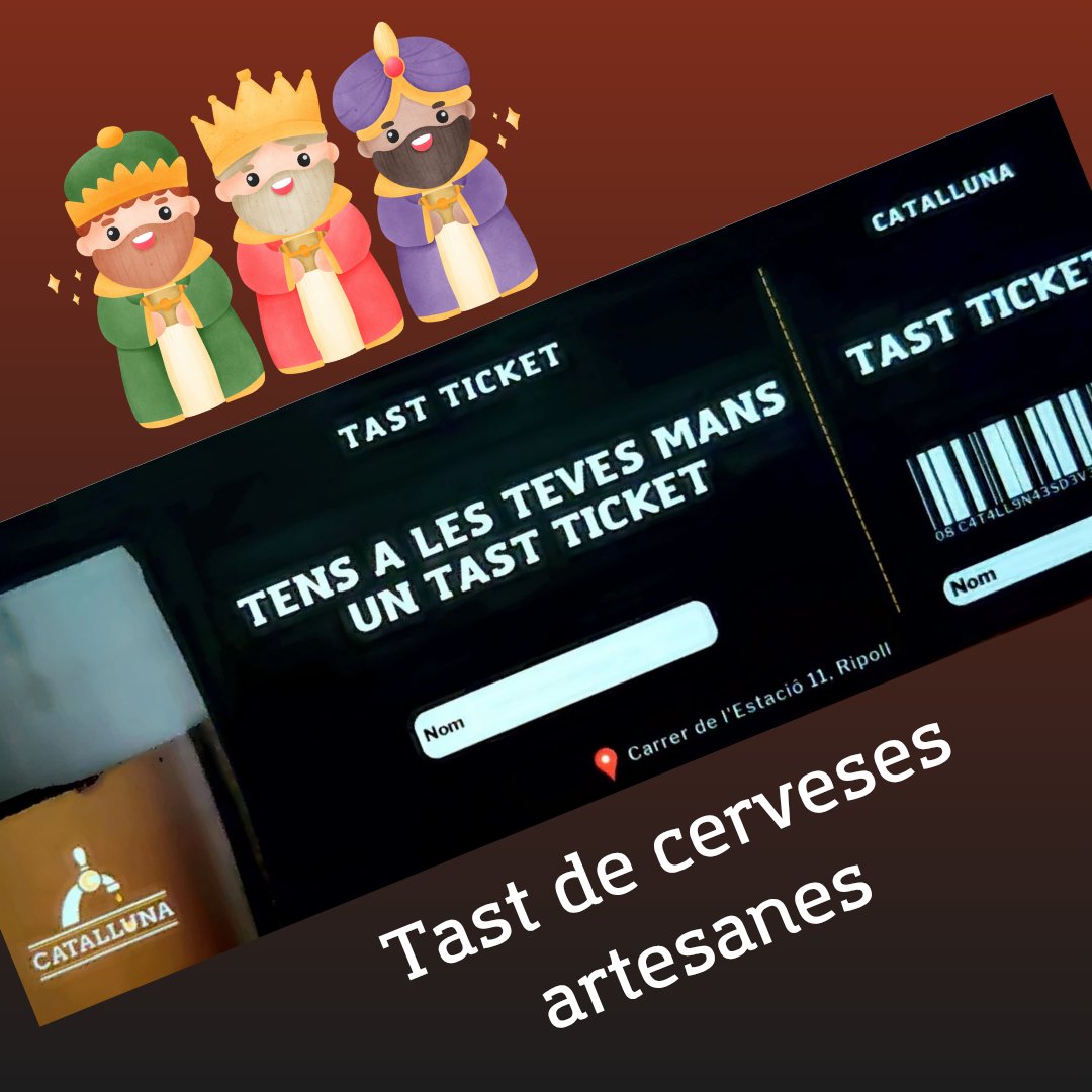 Els regals ideals per aquests Reis....
#reis #Ripoll #ripolles #catalluna #catallunacervesaartesana #catallunaceller #tickettast #ticketceller #regals #regalsreis #Catalunya #Girona #ViladeGràcia