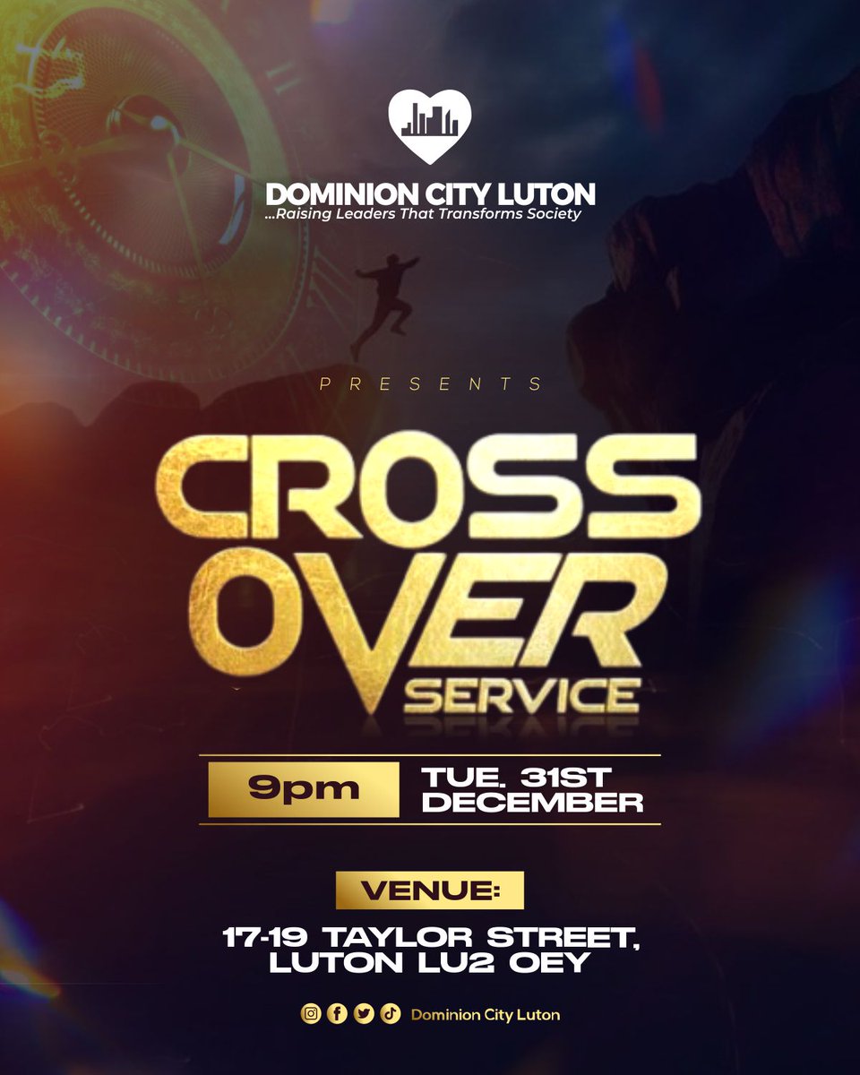 dcluton's tweet photo. Join us for a powerful Crossover Night as we look forward to and transition into 2025.

Come along with your friends and loved ones. You don't want to be absent from this meeting tomorrow.

#dominioncityluton #crossoverservice #crossovernight #2025loading #lutonchurch https://t.co/n1ZOWxNsAb