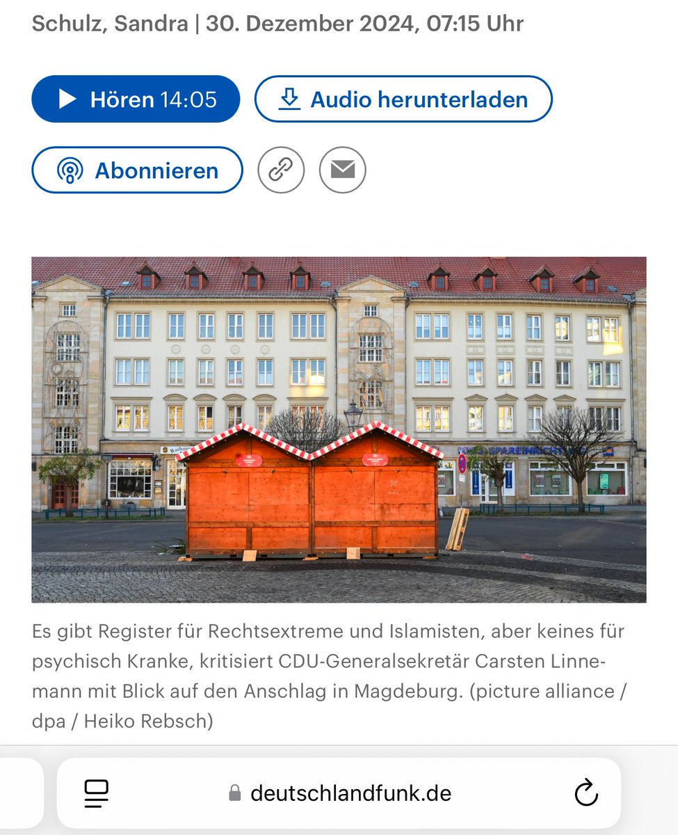 CDU-Generalsekretär Linnemann fordert, dass es in Zukunft auch ein Register für psychisch Kranke geben sollte. Unsägliche Entgleisung. Die Behörden wussten vom Attentäter, haben aber nicht eingegriffen. Es braucht gewiss jetzt keine Kriminalisierung von kranken Menschen!