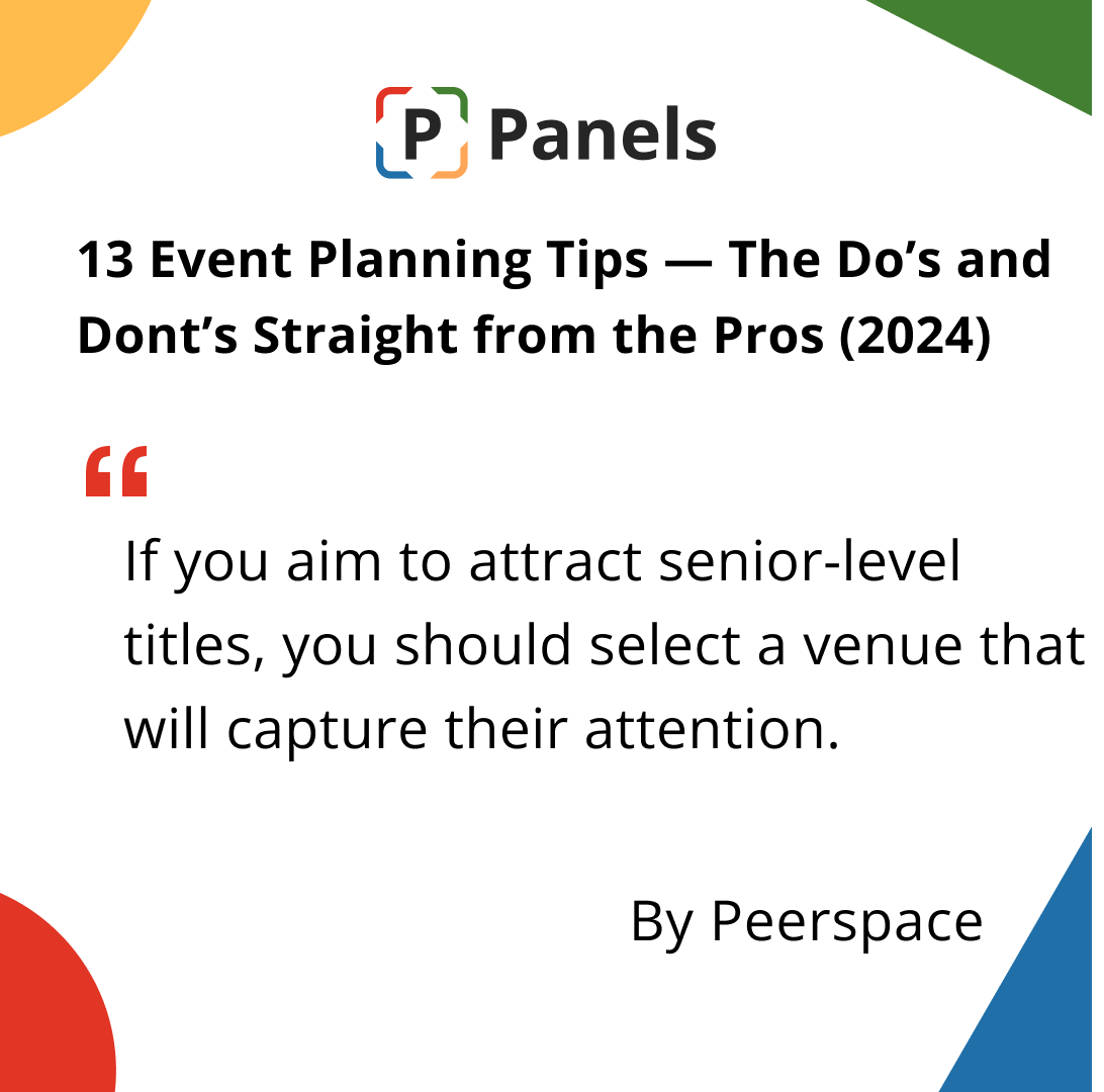 PanelLogic's tweet image. 🎉 Planning your next event? 📝 Check out 13 Event Planning Tips — The Do’s and Don’ts Straight from the Pros by Peerspace for some pro insights! 🙌

Don’t miss out: peerspace.com/resources/even…

#EventPlanning #ProTips #Peerspace #EventManagement