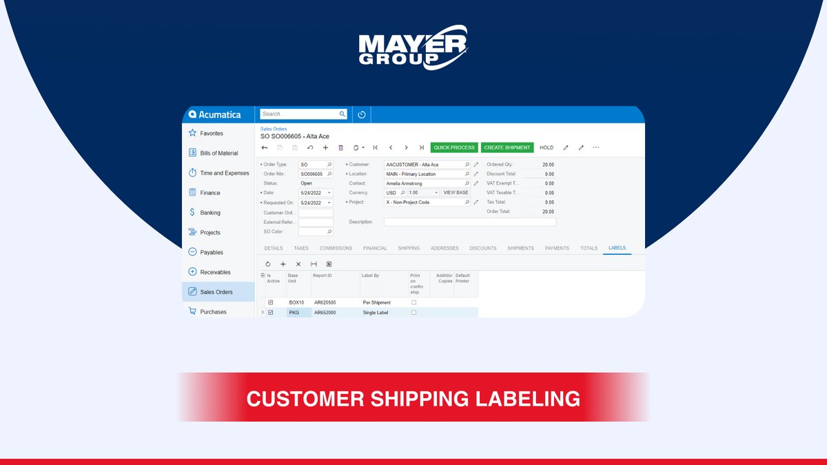 Customize shipping labels by customer with Mayer Group’s solution for Acumatica. Simplify labeling for accurate, efficient shipments. More here: mayererp.com/complete-custo…

#MayerERP #Acumatica #ShippingLabels #ERP