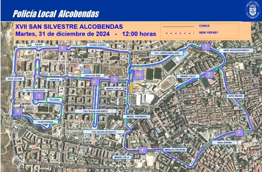 ⚠️⚠️MAÑANA SE CORRE LA SAN SILVESTRE #ALCOBENDAS⚠️⚠️.
Cortes puntuales de tráfico a partir de las 11:30 h, cierre del circuito y salida de la prueba a las 12:00 h. Se irán abriendo las calles afectadas a medida que transcurra la prueba. 
Plano de la carrera 👇
#SomosParteDeTi.