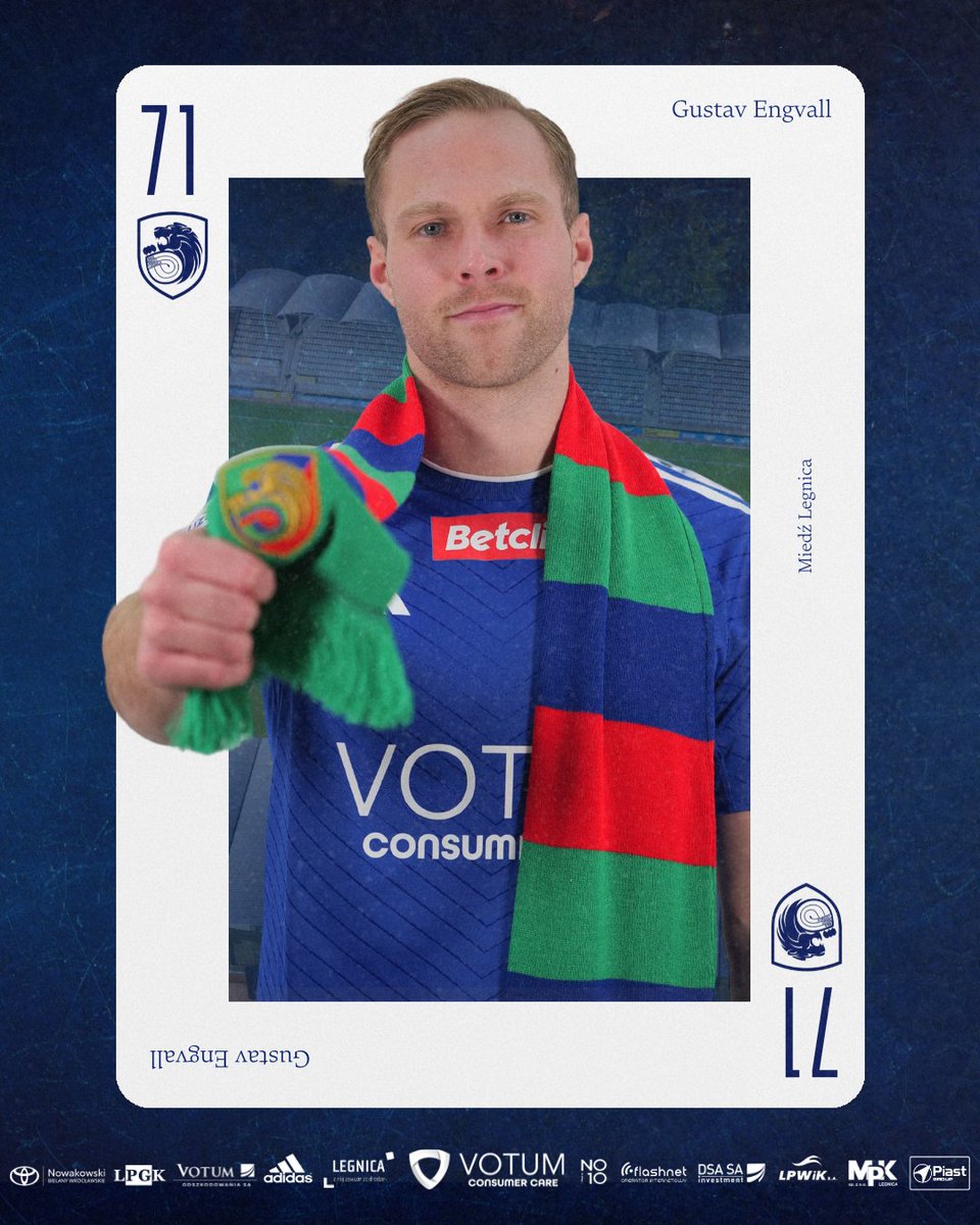 Gustav Engvall wzmacnia Miedź 💥

#odkrywamykarty z 28-letnim środkowym napastnikiem ze Szwecji, który w europejskich pucharach strzelał gole Piastowi Gliwice i Śląskowi Wrocław, a teraz będzie trafiał dla Miedzi ⚽️🥅

Gustav, witamy w Legnicy 🤝