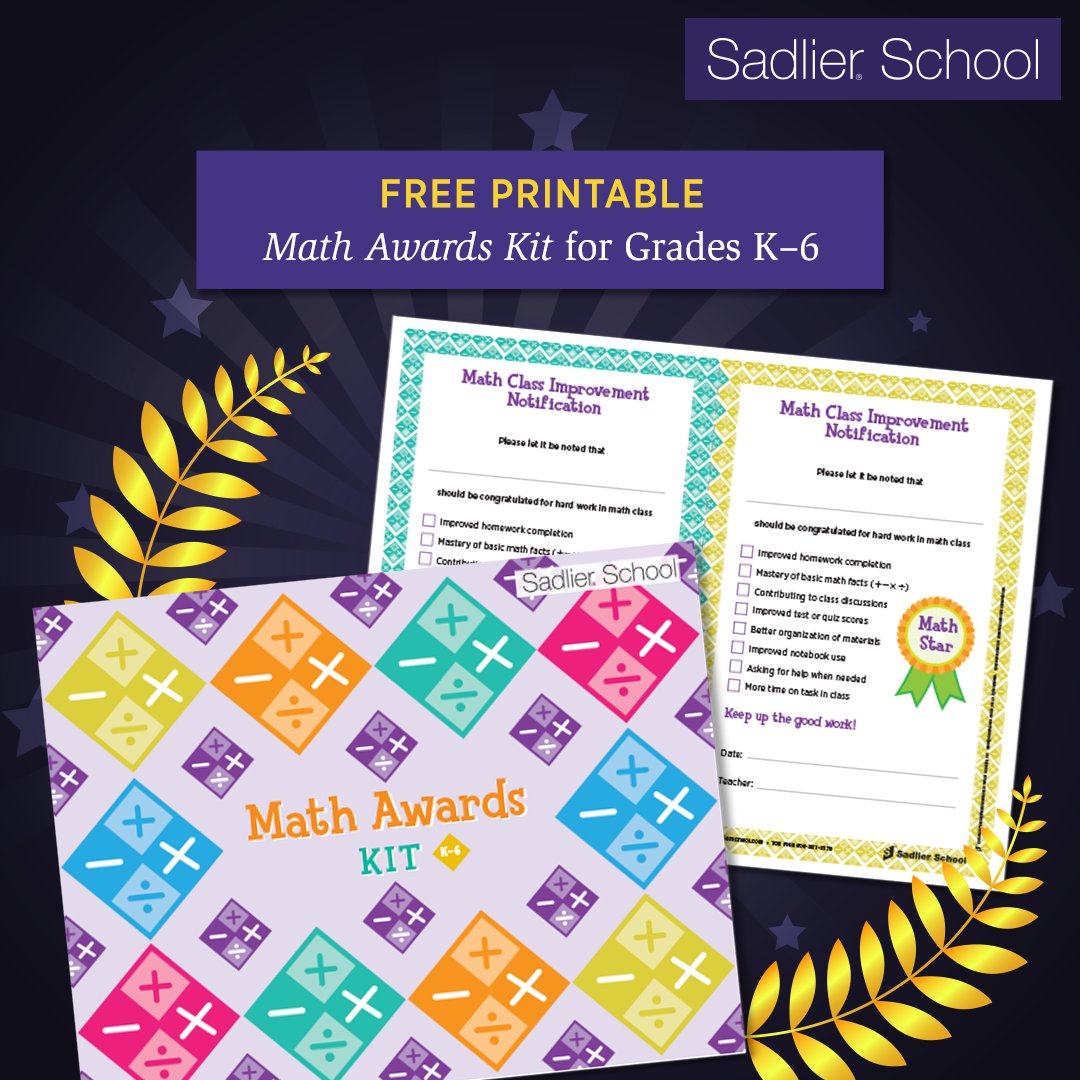 SadlierSchool's tweet photo. Math Awards Kit https://t.co/pnCRsXqyav
In the math classroom, finding opportunities to connect with students over their achievements helps build their motivation, perseverance, and self-image.
#Edchat #MathChat #Education #MathTeachers #TeachChat #SadlierSchool #SadlierMath https://t.co/5TB9IMxJP6