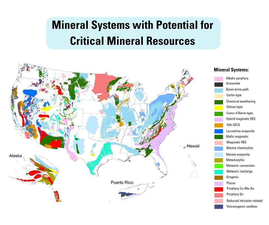 USGS's tweet photo. Out this month: 1st U.S. Quadrennial Supply Chain review, includes USGS work mapping new sources of critical minerals in the U.S., tracking global markets and supplies of critical minerals. Coming next month: 2025 Mineral Commodity Summaries.

https://t.co/5d3evFCqqM https://t.co/UNxiibzE8T