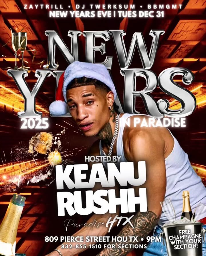papokeanu's tweet photo. I will be in HTX on NEW YEAR’S EVE bringing in 2025 at Paradise HTX🔥

NYE VIP PACKAGES W/PARTY FAVORS
# CELEBRITY GUESTS
&amp; $150 BOTTLES
* CHAMPAGNE @12 FOR ALL SECTIONS!
Ea FULL KITCHEN
$30 FASTLANE PASSES
1 $25 VALET AND MORE!!!

SECTIONS ARE ALMOST DONE, DM me to book😎 #PBG https://t.co/PLckoVPxC2