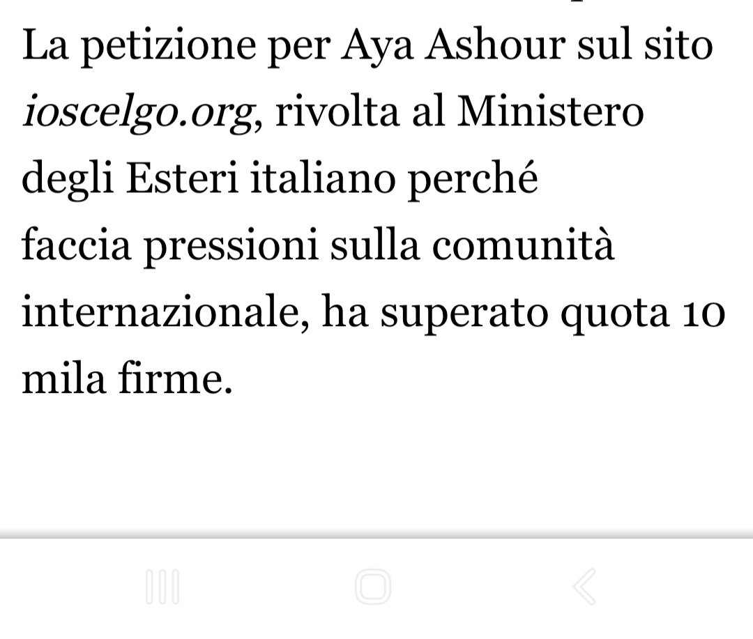 Non lasciamo sola la giornalista #CeciliaSala.
Vi invito però a chiedere altrettanta libertà per #AyaAshour, giornalista per il #FattoQuotidiano, che rischia la vita nella Striscia di #Gaza.
Firmate la petizione per farla venire in Italia.  ioscelgo.org/petizioni/vogl…
