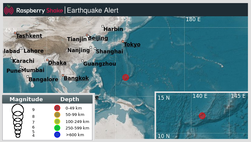 raspishakEQ's tweet photo. Preliminary M5.1 #Earthquake
ID: #rs2024ztjbwo
387km from #Tamuning, #MarianaIslands
2024-12-30 15:27 UTC
Source: #EMSC
@raspishake
Join the largest #CitizenScience EQ community ➡ https://t.co/Y5O0dgJqJF
EVENT ➡ https://t.co/V29Do6oaZ0 https://t.co/wjlymLwXAE
