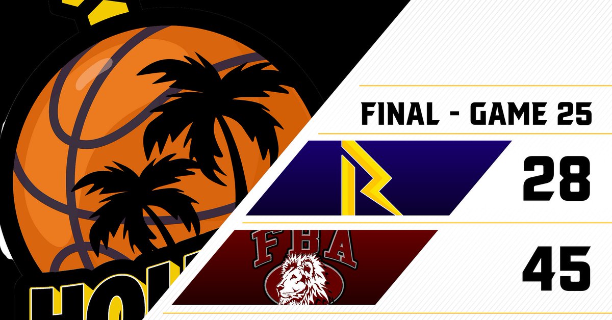 Holiday Hoopfest @ Bishop Verot High (@holidayhoopfest) on Twitter photo GAME 25 FINAL:
<a href="/FBAbball_4HG/">Fba Lions Basketball</a> finishes the Hoopfest 3-1, as the Lions start the final day of tournament action with a 45-28 victory over Ridge Community!
Notables: Jayden Petit (FBA): 13 points, 7 rebounds
Andrew Loveall (FBA): 11 points, 5 rebounds
Noah Randall (RC): 8 points GAME 25 FINAL:
<a href="/FBAbball_4HG/">Fba Lions Basketball</a> finishes the Hoopfest 3-1, as the Lions start the final day of tournament action with a 45-28 victory over Ridge Community!
Notables: Jayden Petit (FBA): 13 points, 7 rebounds
Andrew Loveall (FBA): 11 points, 5 rebounds
Noah Randall (RC): 8 points