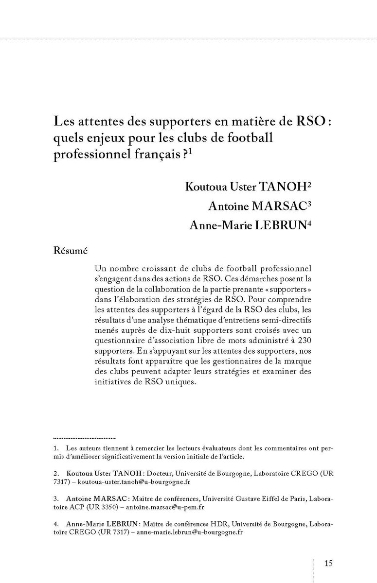 #Football  Les attentes des supporters en matière de #RSO : quels enjeux pour les clubs professionnels français managementetavenir.fr/article/manage…
A lire dans la dernière revue Management &amp; Avenir #professionnels #engagement #métiers