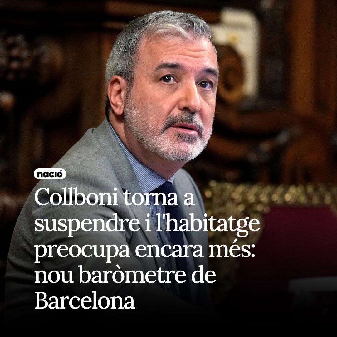‼️ La ciutadania SUSPÈN l’alcalde Jaume Collboni per segona vegada des de l'inici de mandat 

El malestar per la crisi d’habitatge puja i es converteix en la primera preocupació de la gent, mentre al PSC li tremola la mà quan cal regular el mercat immobiliari