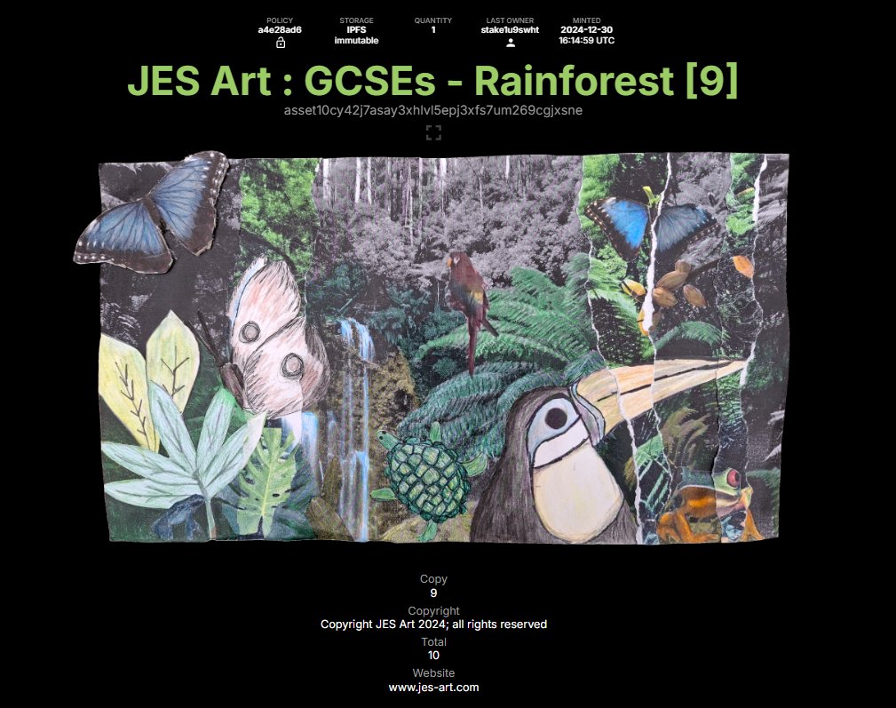 Rainforest now minted <a href="/jesartnft/">jes-art</a> and I love it!

pool.pm/policy/a4e28ad…

Will lock from 31st Jan (as per the others)